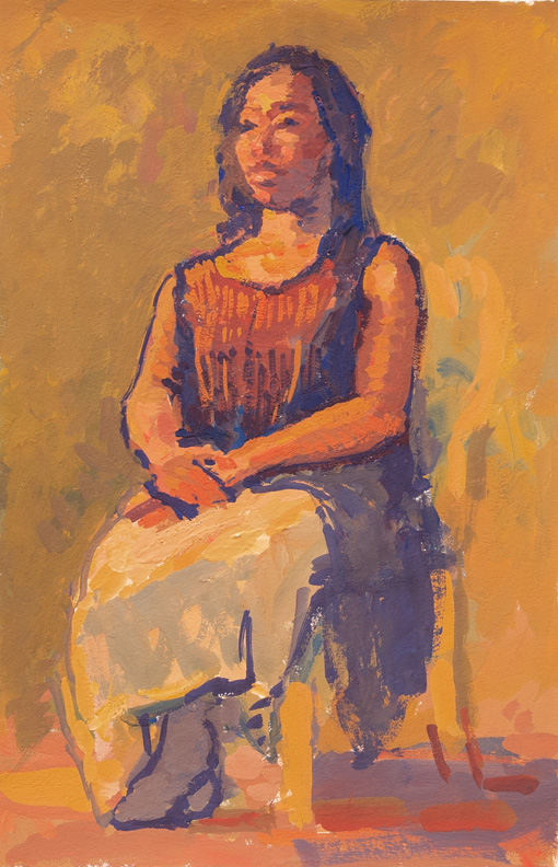   CAT# 3481.7 Portrait of a Young Woman Seated gouache 11 x 7 inches Leif Nilsson winter 2017 ©