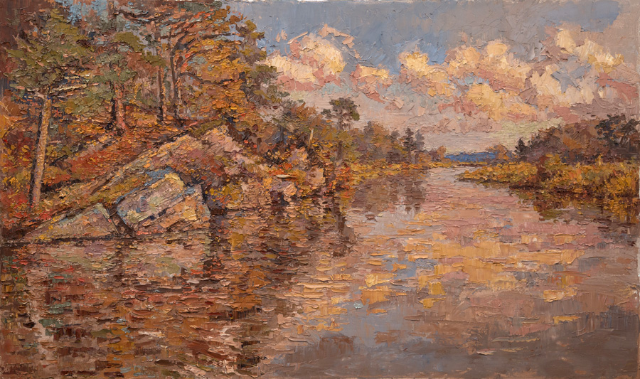   CAT# 3492  Seldens Creek Cliffs - Late Fall  oil	24 x 36 inches Leif Nilsson autumn 2017	© 