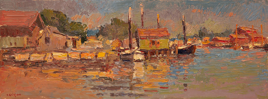   CAT# 3530  The Oyster House at Mystic Seaport  oil	9 x 24 inches Leif Nilsson summer 2018	© 
