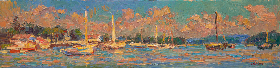 CAT# 3535  Essex from The Mooring Field  oil	6 x 24  Leif Nilsson summer 2018	©
