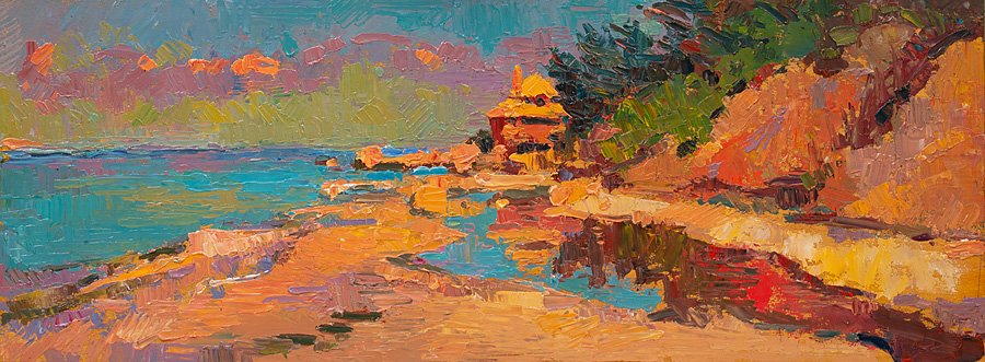 CAT# 3575  Reeves Beach, Long Island, NY  oil	9 x 24 inches Leif Nilsson summer 2018©