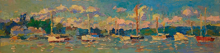CAT# 3637  Essex - afternoon  oil	6 x 24 inches  Leif Nilsson summer 2020	© 