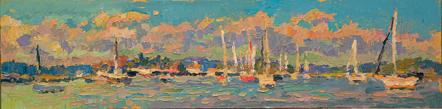 CAT# 3642  Essex - summer morning  oil	6 x 24 inches Leif Nilsson summer 2020	©  