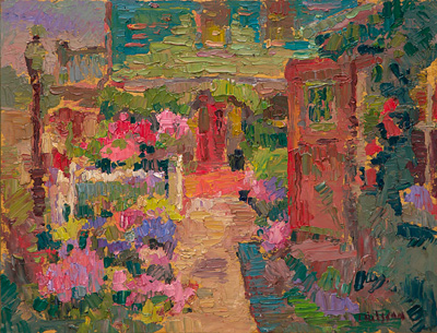 CAT# 3656  Rose Garden - noon  oil	9 x 12 inches  Leif Nilsson spring 2021	©