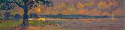 CAT# 3664  Come Home Geese - afternoon  oil	6 x 24 inches  Leif Nilsson summer 2021	© 