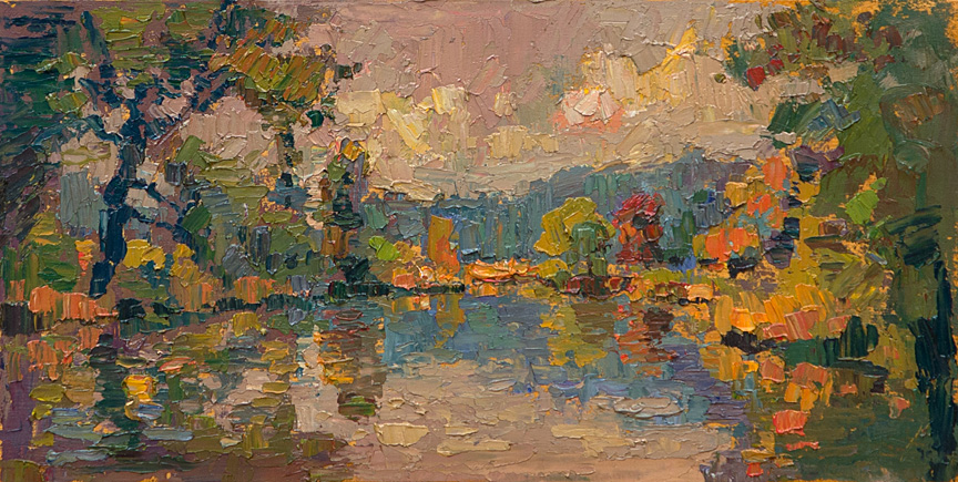 CAT# 3692  On Seldens - autumn morning  oil	6 x 12 inches  Leif Nilsson autumn 2021	© 