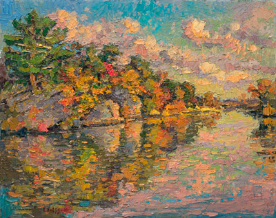  CAT# 3698 The Cliffs of Seldens Creek - autumn afternoon oil 16 x 20 inches Leif Nilsson autumn 2021	©