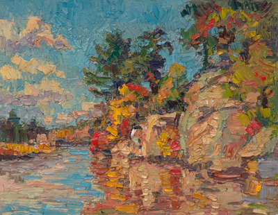 CAT# 3702  The Cliffs of Seldens - autumn afternoon  oil	8 x 10	inches Leif Nilsson autumn 2021	© 