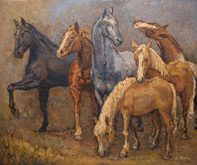 CAT# 3706  The Horses of Salem  oil	60 x 72 inches  Leif Nilsson winter 2022	©