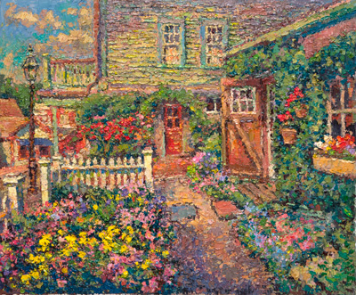 CAT# 3710  Rose Garden - afternoon  oil	20 x 24	inches Leif Nilsson spring 2022	© 