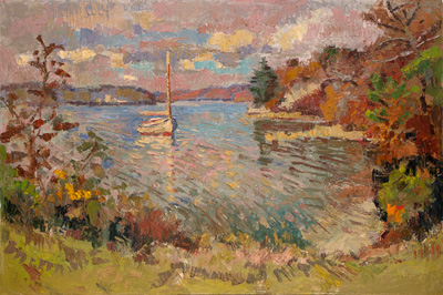 CAT# 3769  Ganesh on Seldens Island - camp  oil	24 x 36 inches  Leif Nilsson autumn 2022	© 