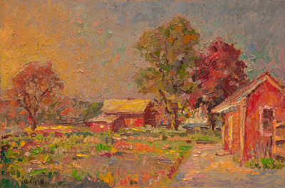 CAT# 3786  Deep River Farm - spring afternoon  oil	12 x 18	inches Leif Nilsson spring 2023	©  