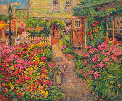 CAT# 3797  Studio Garden - afternoon  oil	30 x 36	inches Leif Nilsson spring 2023	©