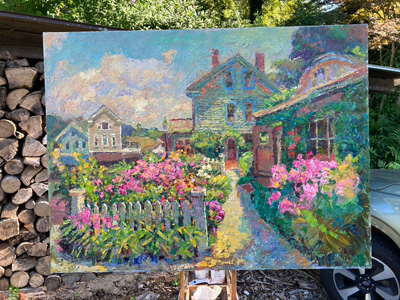 CAT# 3773  Ganesh at Deep River Landing  oil	12 x 48 inches  Leif Nilsson autumn 2022	© 