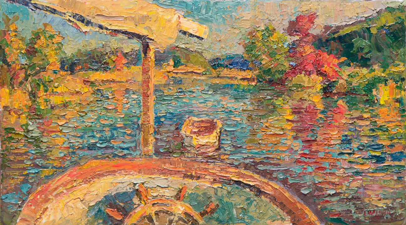  CAT# 3831  Seldens Creek - Dink - afternoon  oil	8 x 16 inches  Leif Nilsson autumn 2023	©