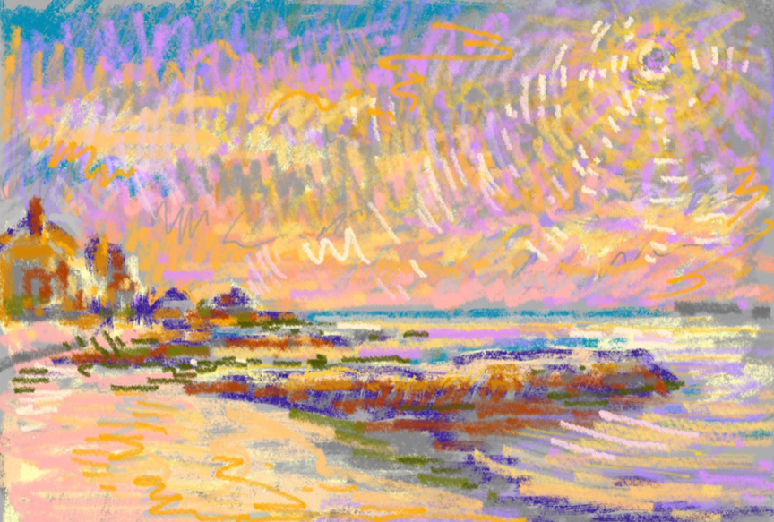 CAT# 3858 New Moon Eclipse - Clinton Harbor energy	9 x 12	inches Leif Nilsson spring 2024	©