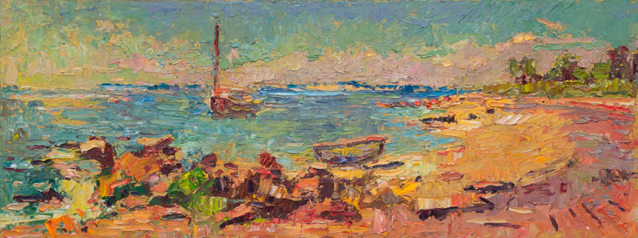 CAT# 3890 Orient Point, Long Island, NY oil	9 x 24	inches Leif Nilsson summer 2024 ©
