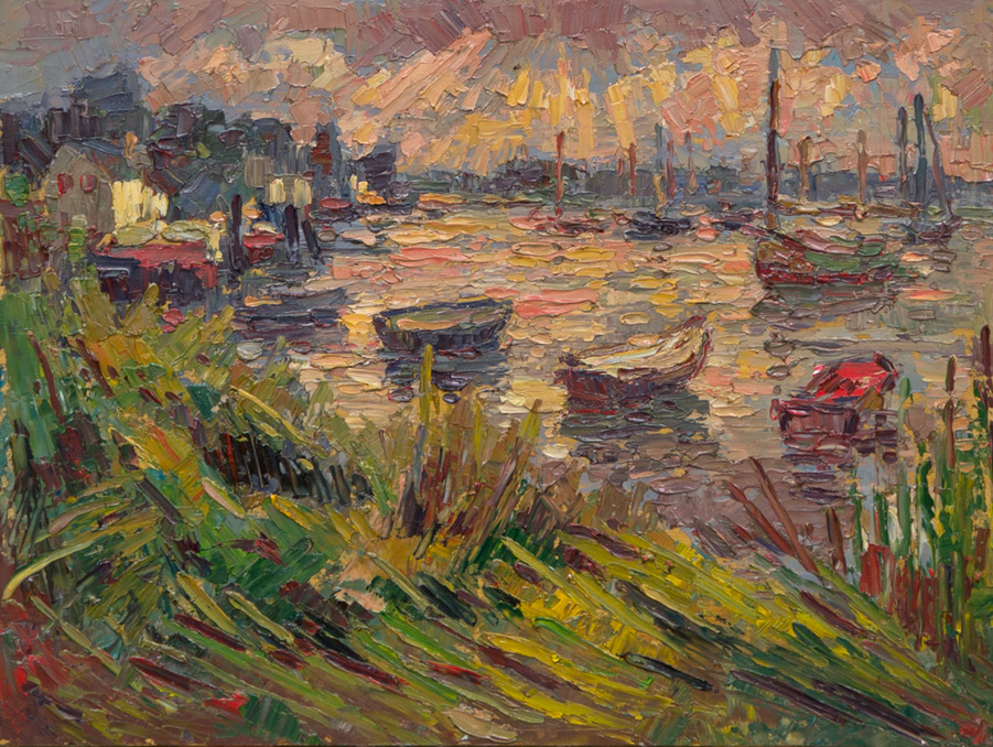 CAT# 3893 North Cove Old Saybrook - end of day oil	12 x 16	inches Leif Nilsson summer 2024 ©