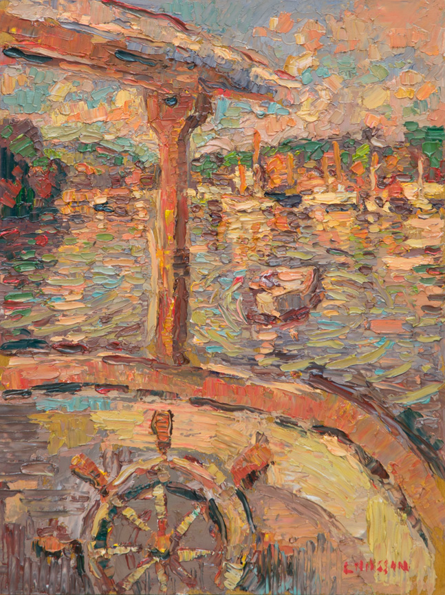 CAT# 3906 Hamburg Cove from the cockpit oil	12 x 9	inches Leif Nilsson autumn 2024 ©