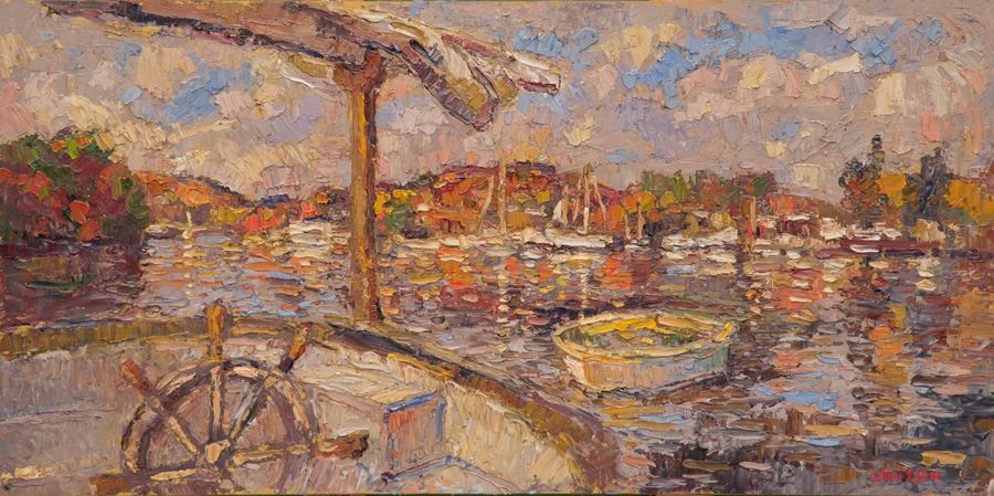 CAT# 3909 Hamburg Cove from the cockpit oil	12 x 24	inches Leif Nilsson autumn 2024 ©