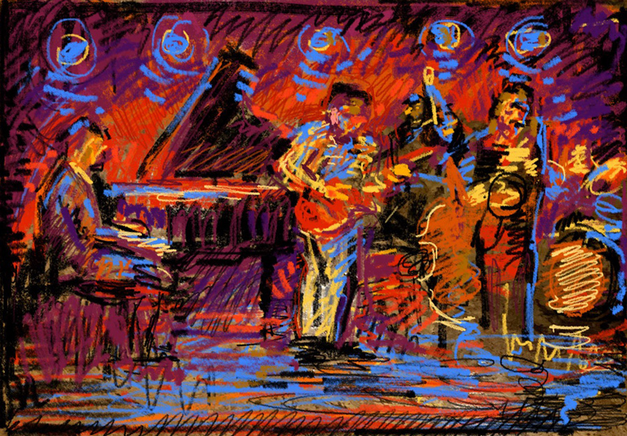CAT# 3921 Acsent at the Side Door Jazz Club I energy	11 x 14 inches Leif Nilsson spring 2025	©