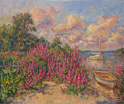CAT# 3937 Eustasia Island Loosestrife - summer afternoon oil	30 x 36	inches  Leif Nilsson summer 2025	©