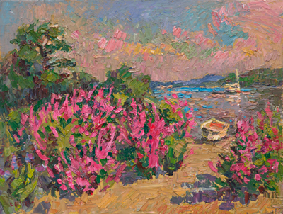 CAT# 3939 Eustasia Island Loosestrife - summer morning II oil	12 x 16	inches Leif Nilsson summer 2025	©