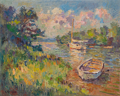 CAT# 3966  Between Lord and Rich Islands near Chapmans Pond  oil	16 x 20 inches  Leif Nilsson summer 2026	&copy;