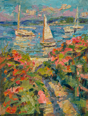 CAT# 3982 Napatree Rose Hips with Dink and Ganesh -morning oil	16 x 12 inches Leif Nilsson summer 2026 &copy;