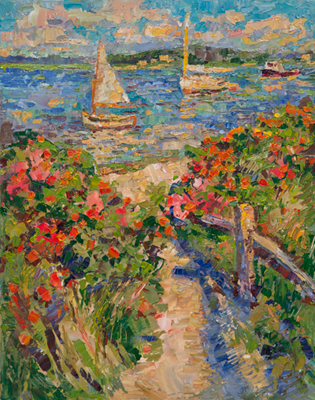 CAT# 3983 Napatree Point with Ganesh, Dink and Rose Hips - morning  oil	20 x 16 inches  Leif Nilsson summer 2026	&copy; 