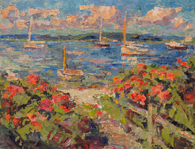 CAT# 3984  Napatree Point with Ganesh, Dink and Rose Hips - noon  oil	12 x 16 inches  Leif Nilsson summer 2026	&copy; 