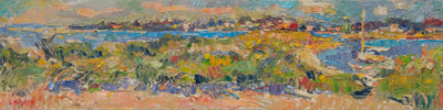 CAT# 3987  Sandy Point Stonington  oil	6 x 24 inches  Leif Nilsson summer 2026	&copy;